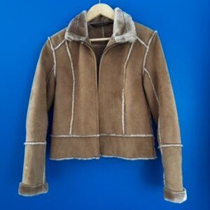 Marc New York Women's Tan/brown Faux Shearling Suede Warm Jacket - Small